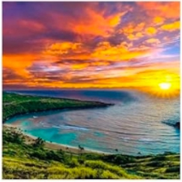 Hand Crafted Other - Sunset Beach DIY Diamond Painting Kit Orange and Yellow Size 30x30cm